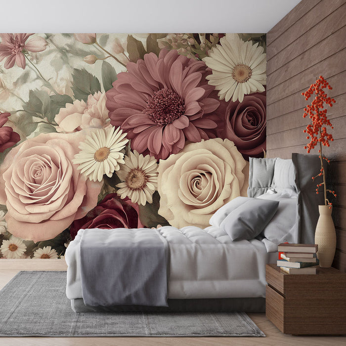Roze Bloemen Behang | Met Gratis Behanglijm Roze Bloemen Behang | Met Gratis Behanglijm