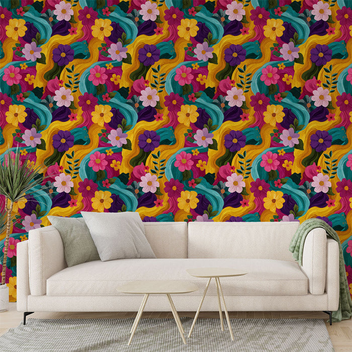 Цветна цветна тапет | Светли цветя на динамичен фон