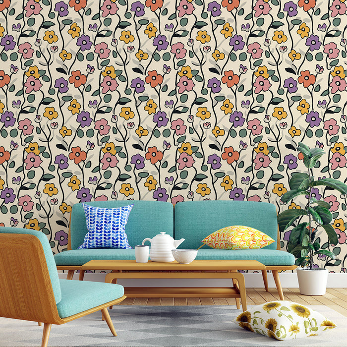 Цветна цветна тапет | Ярък цветен цветен модел на светъл фон