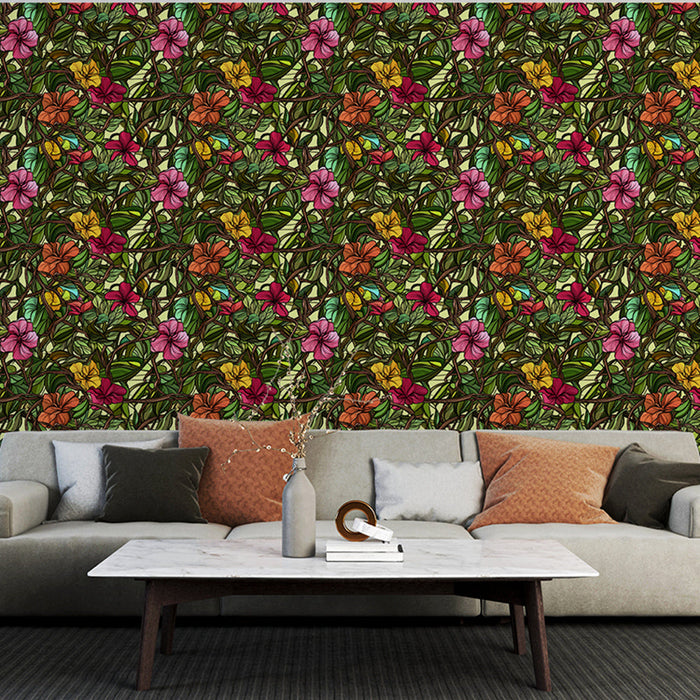 Fotótapéta színes virágos falikép | Egy gazdag kert vibráló virágokkal és gazdag lombozattal