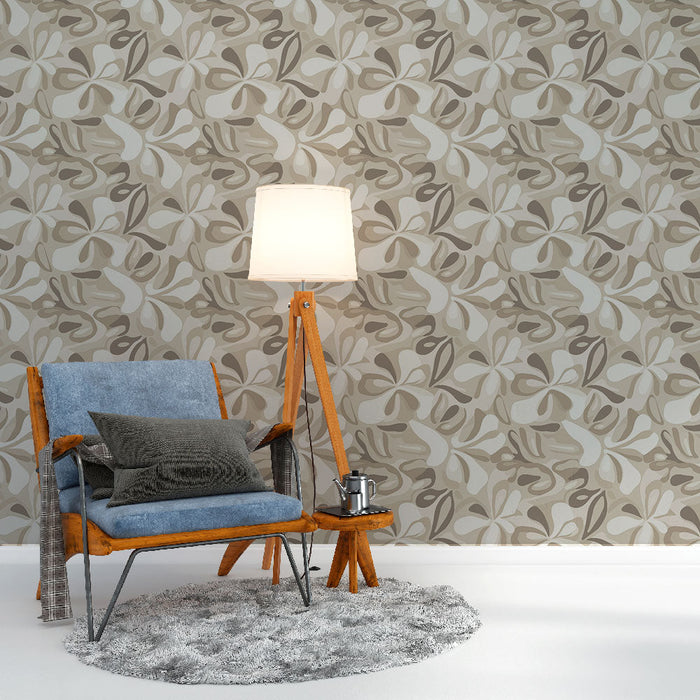 Contemporary Floral Wallpaper | Abstract flower patterns in beige and cream tones