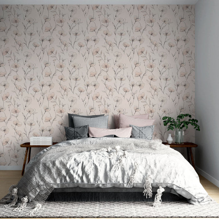Papel de parede floral suave | Padrões delicados de flores em um fundo pastel
