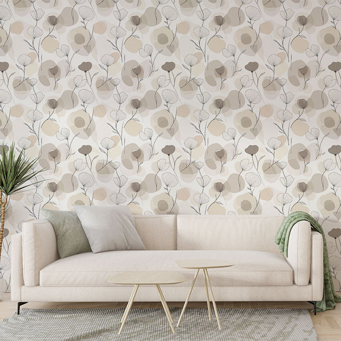 Mural Wallpaper floral doux | Stylized flower patterns on a pastel background