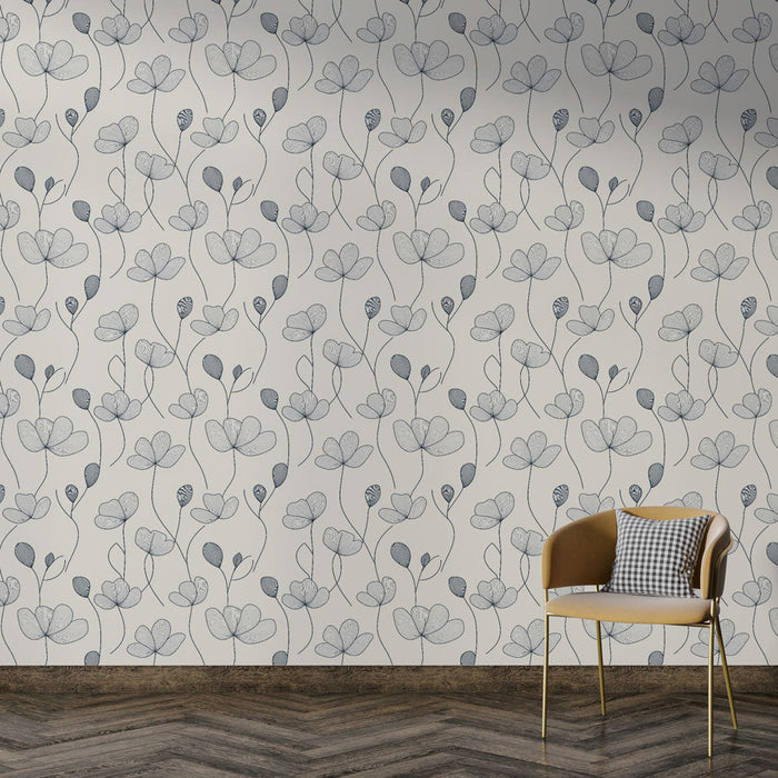 Elegancka tapeta z motywem kwiatowym | Delikatny wzór kwiatowy na jasnym tle