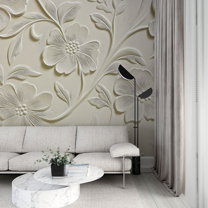 Papel pintado floral en relieve | Elegancia natural en 3D