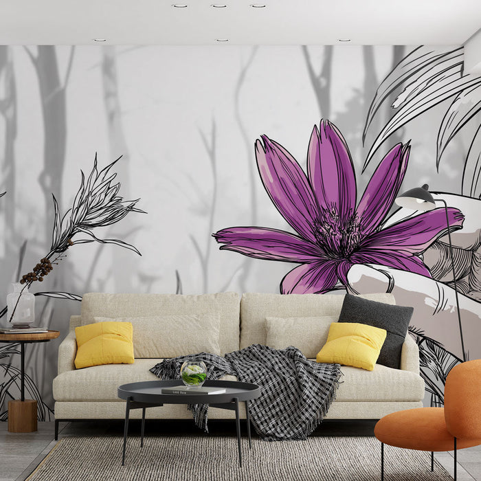 Fototapeet lilleline | Õrn lilla õis looduslikus ühevärvilises keskkonnas