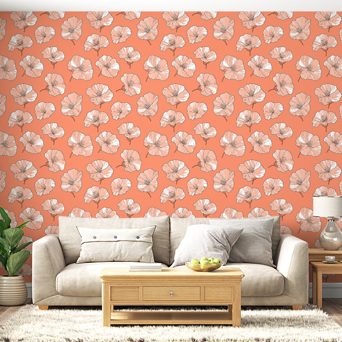 Tapete цветя | Деликатни цветя на коралов фон