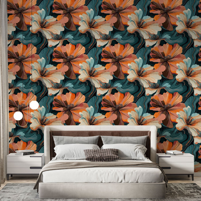 Çiçekli Duvar Kağıdı | Canlı renklerde muhteşem çiçekler su altı arka planında