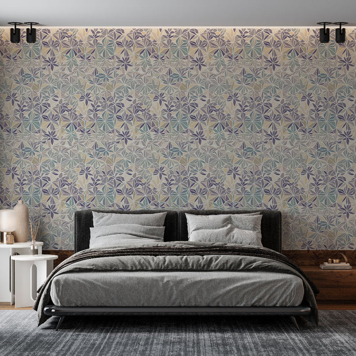 Geometric Floral Wallpaper | Pastel Leaf Patterns on Light Background
