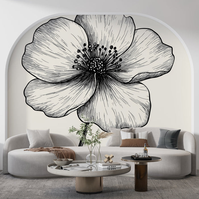 Mural Tapet Floral | Detaljert illustrasjon av en elegant blomst