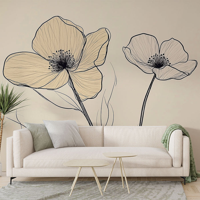 Fototapet floral | Elegante illustrasjoner av delikate blomster