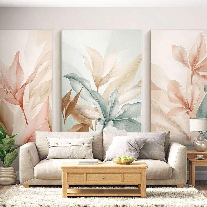 Fototapet çiçek taklidi tablo | Yumuşak ve zarif tonlarda muhteşem çiçekler