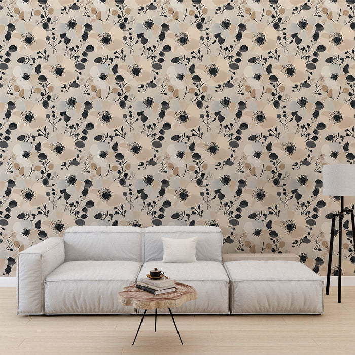 Fototapeet lilleline moodne | Elegantne lille muster pehmetes ja neutraalsetes toonides