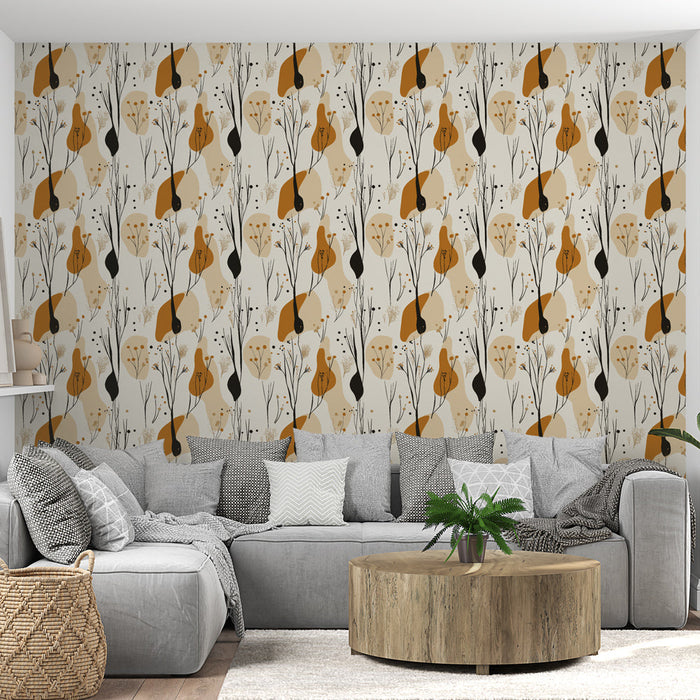Modern floral mural wallpaper | Abstract patterns with botanical elements