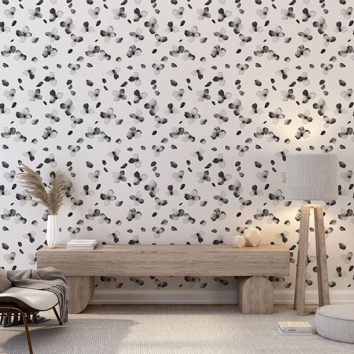 Fekete-fehér virágok elegáns tapétán - Mural Wallpaper floral monochrome