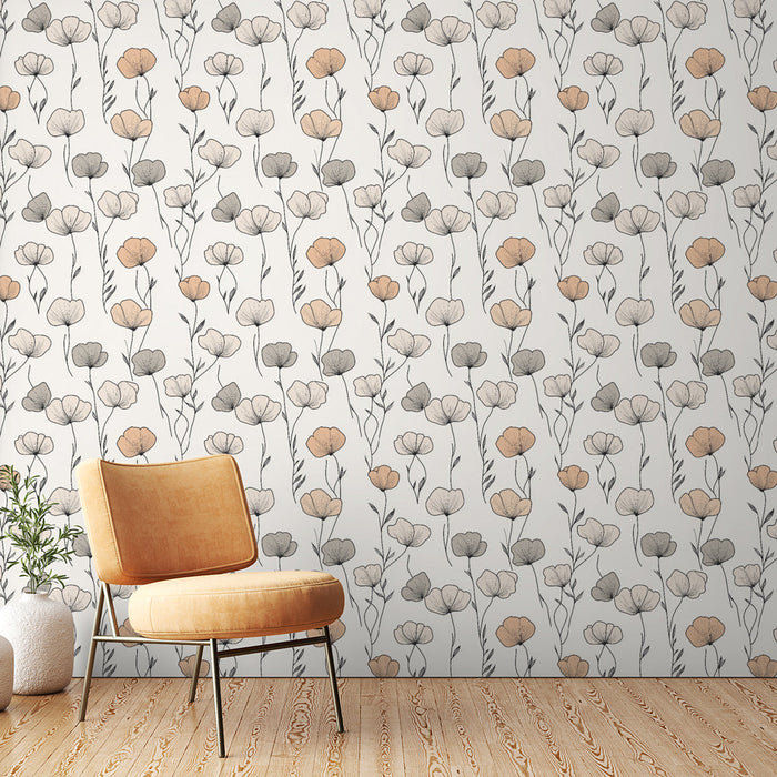 Fototapet çiçekli | Yumuşak tonlarda çiçek motifi