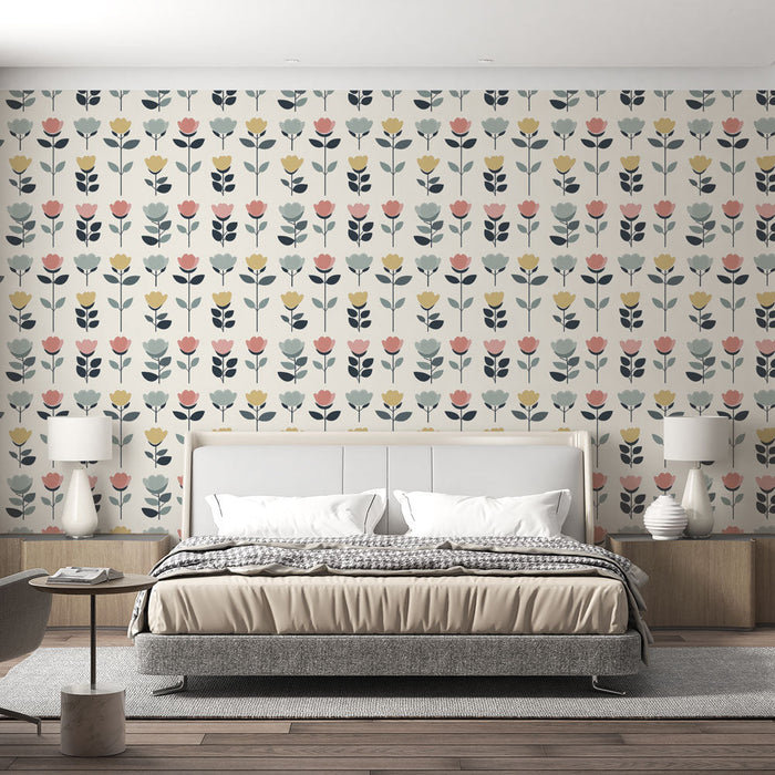 Floral Mural Wallpaper | Colorful flower pattern on a light background
Tapeta z kwiatowym motywem | Kolorowy wzór kwiatowy na jasnym tle