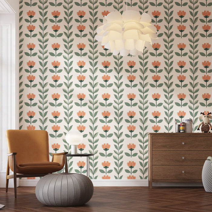 Fototapeet lilleline | Korallilille motiiv ja elegantne lehestik