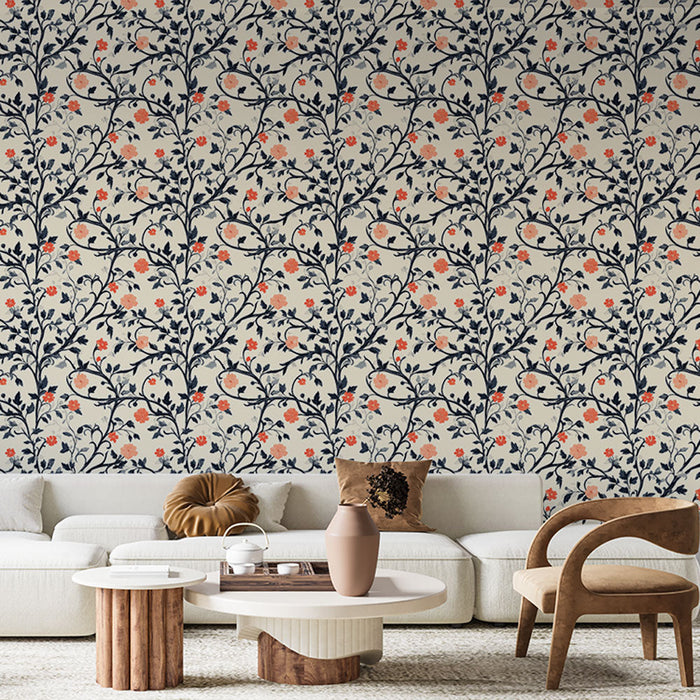 Fotótapéta virágos | Finom virág motívum krém háttéren