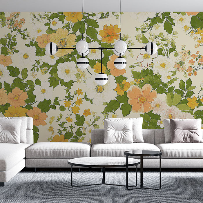 Mural Tapet floral | Delikat mønster av blomster i pastelltoner