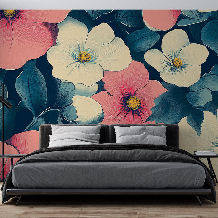 Tapetti | Eloisa kuvio kukista ja lehdistä