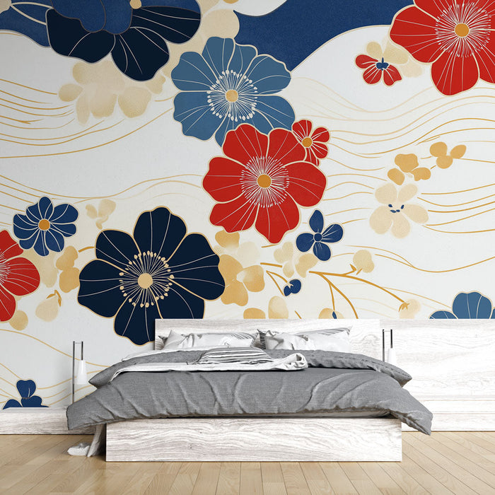 Mural Wallpaper cvetlični | Elegantni cvetlični vzorci s svetlimi barvami