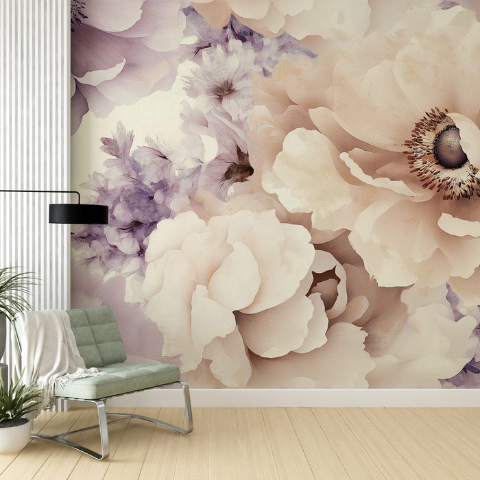 Foto Behang bloemen | Romantisch patroon in pasteltinten