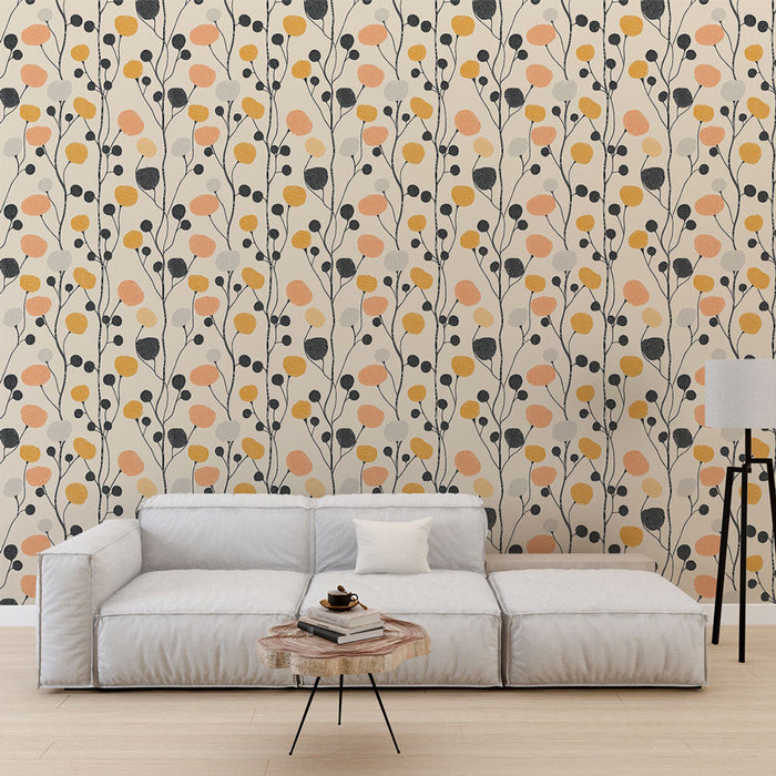 Fototapet cvetlični | Nežni vzorci vej in listov v nežnih barvah