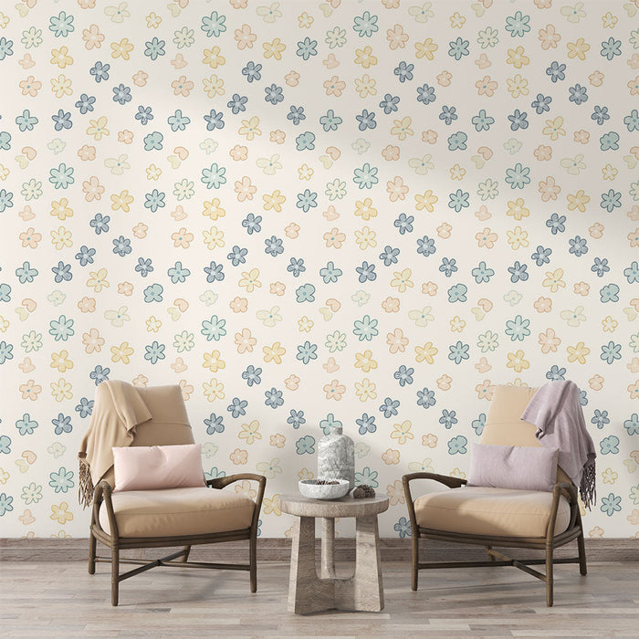 Tapeta květinový pastel | Jemné květinové vzory v jemných tónech