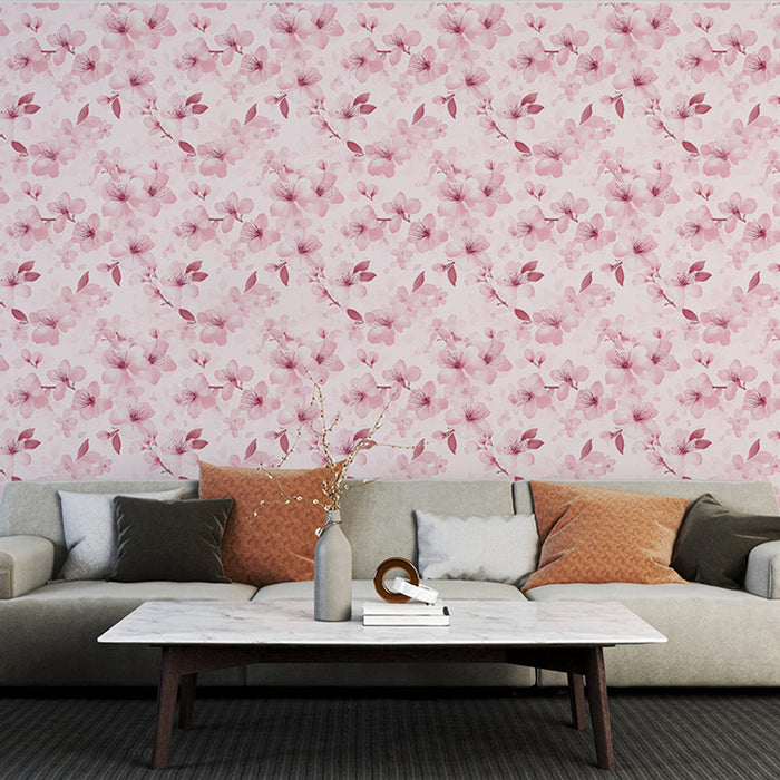 Mural Wallpaper floral rose | Tender floral motif with shades of pink