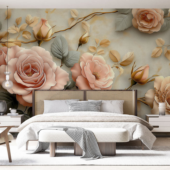 Nástěnná tapeta | Jemné reliéfní růže