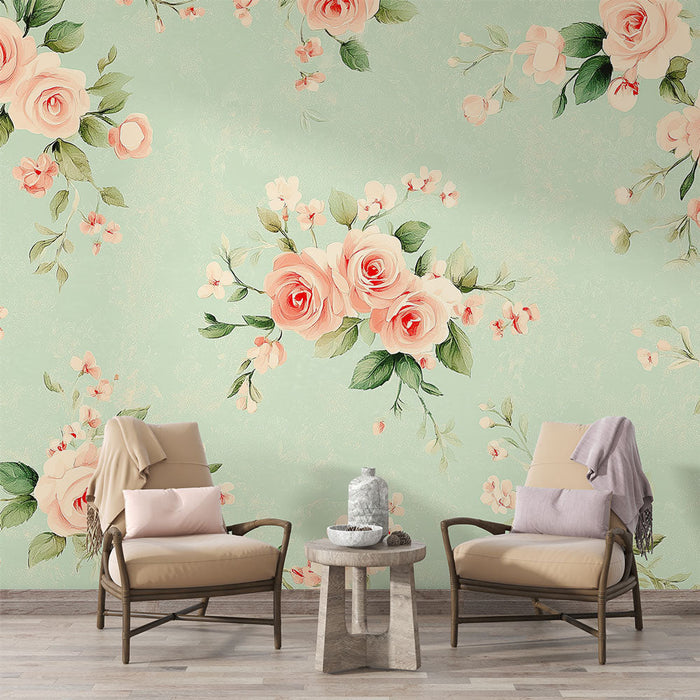 Fototapeta | Vrtnice na mint zelenem ozadju