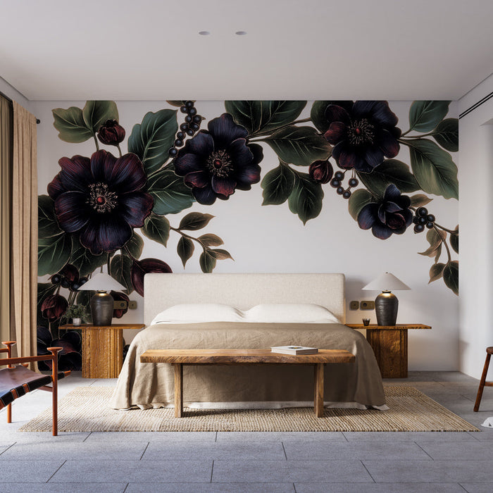 Разкошна фототапет | Тъмни цветни мотиви и буйна зеленина