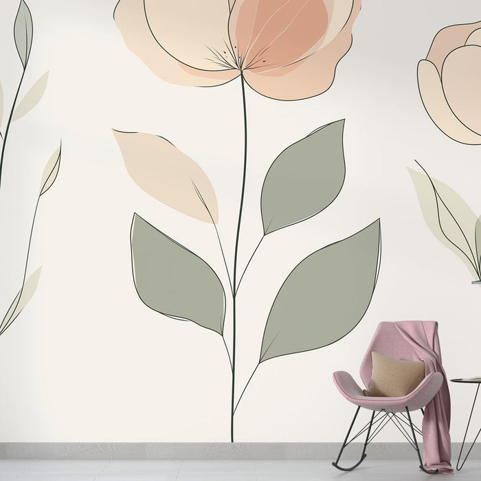 Mural Wallpaper floral subtle | Soft and elegant patterns