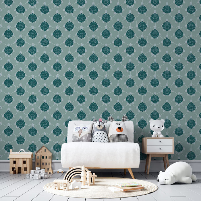 Fotótapé virágos türkiz | Virágok és finom vonalak ismétlődő mintája