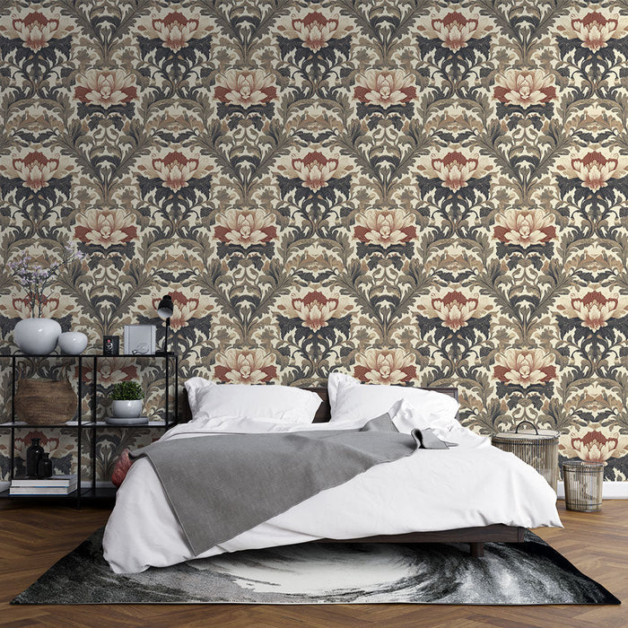 Papel pintado floral vintage | Σχέδια λουλουδιών σε ζεστές και κομψές αποχρώσεις