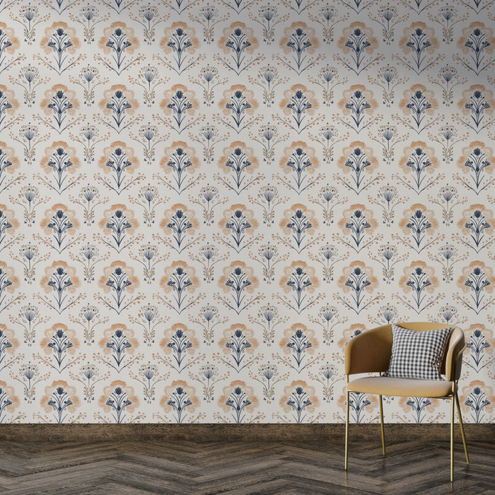 Старомоден цветен тапет | Нежни цветни модели в бледи тонове