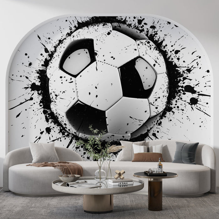 Mural Wallpaper football | Football ball with creative splashes