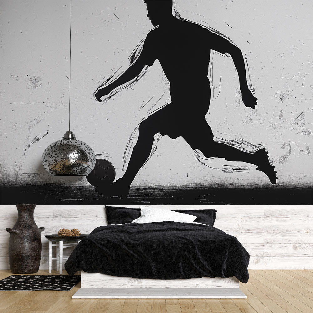 Mural Wallpaper Football Dynamic Silhouette Of A Football Player mural-wallpaper-football-dynamic-silhouette-of-a-football-player