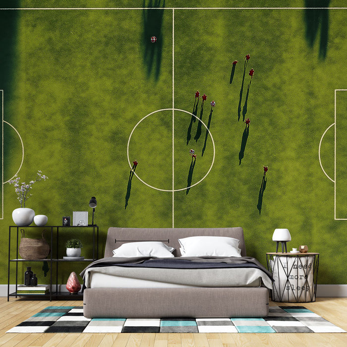 Mural Wallpaper football | Dynamic aerial view of a match in progress