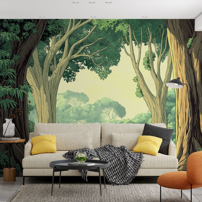 Mural Wallpaper forest | Majestic trees and lush foliage