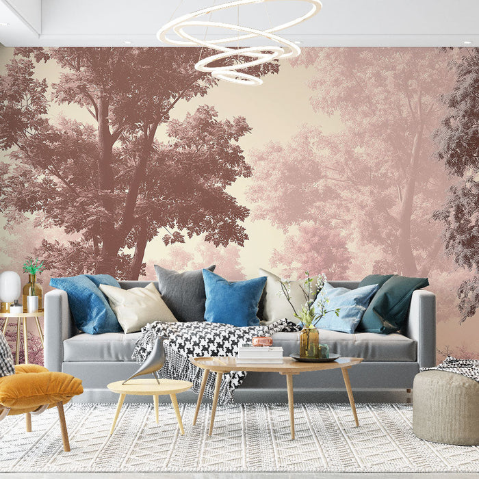 Papel de parede floresta enevoada | Atmosfera suave e calmante