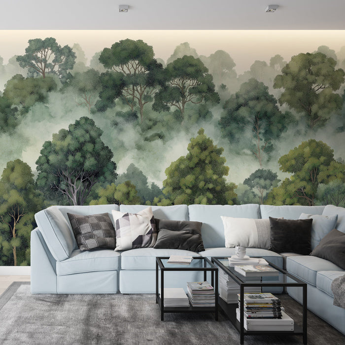 Fototapeet udune mets | Roheluse maastik võimsate puudega