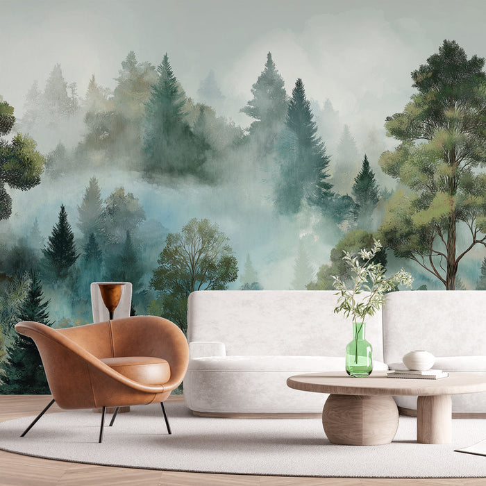 Fotótapé ködös erdő | Egy nyugtató erdő tájkép lágy tónusokkal
