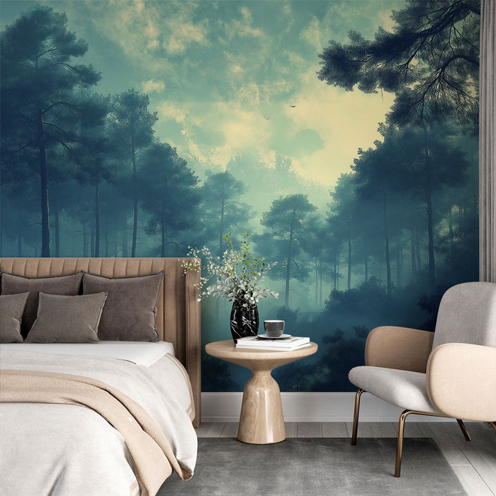 Tapeta mlhavý les | Mystická atmosféra v srdci bujného lesa