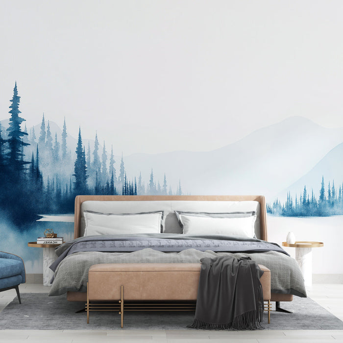 Muralna tapeta Borov gozd | Modrikasto enobarvno