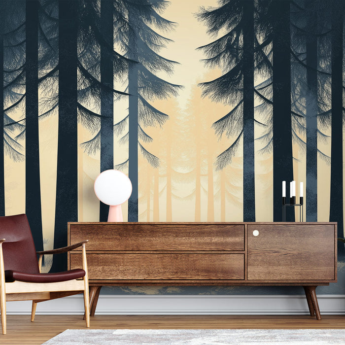 Tapeta maglovita šuma | Veličanstvena stabla u tajanstvenom krajoliku