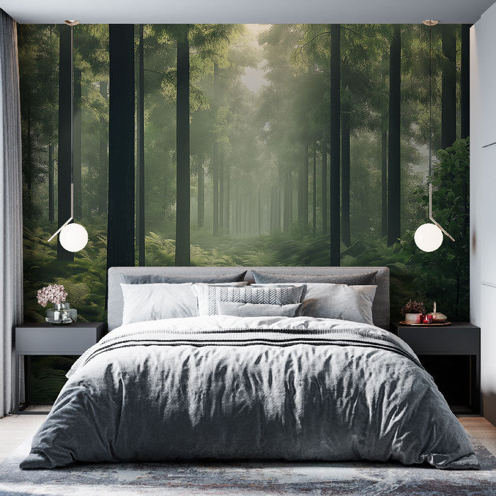 Papel pintado enchanted forest | A landscape of lush forest with soft light