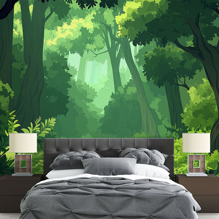 Tapeta bujný les | Cesta vinoucí se mezi zelenými stromy