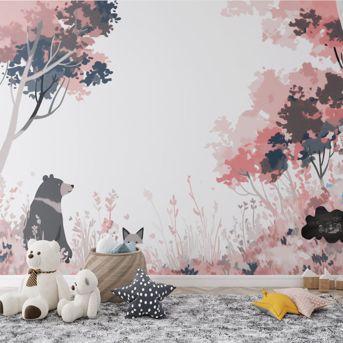 Tapete za šumu | Medvjed i ružičasti i sivi lisac